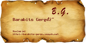 Barabits Gergő névjegykártya